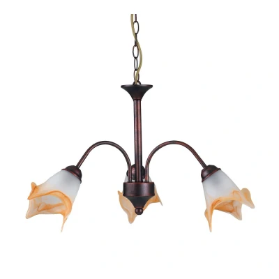 Image of 3 Light Multi Arm Pendant Ceiling Rust Glass 55.6x37.9cm