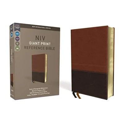 Image of NIV, Reference Bible, Giant Print, Imitation Leather, Brown, Red Letter Edition, Comfort Print