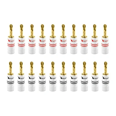 Image of Nakamichi Excel Series 24k Gold Plated Banana Plug 12 AWG 18 Gauge Size 4mm Speakers Amplifier Hi Fi AV Stereo Home Theatre Audio Wire Cable Screw Connector 20 Pcs (10 Pairs), BFA