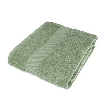 Image of HOMESCAPES Sage Green Turkish Cotton Jumbo Towel Super Soft Thick &amp; Absorbent 500 GSM Heavy Weight for everyday Luxury