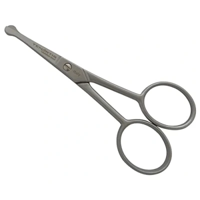 Image of Beard, Moustache, Ear &amp; Nose Scissors with Straight Blades Made in Italy (Stainless Steel)
