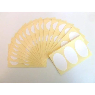 Image of 54 Labels, 50x30mm Oval, White, Removable/Low Tack Colour Code Stickers, Self Adhesive Sticky Coloured Labels
