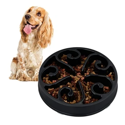 Image of Relaxdays Slow Feeder Bowl, Anti Gulping, Food for Dogs, 30 cm Diameter, Eat Slowly, Dishwasher Safe, Black