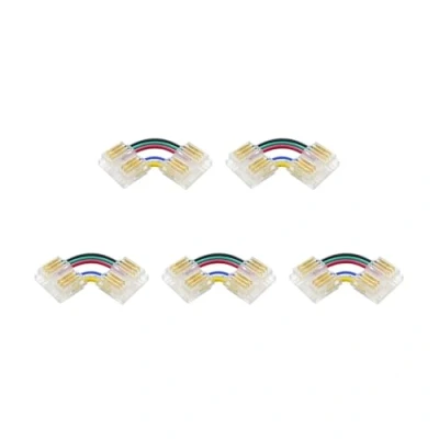 Image of G.W.S® Solderless L Shape Corner Connectors, for 12mm Wide 6 Pin RGB+CCT LED COB Strip Lights, Pack of 5