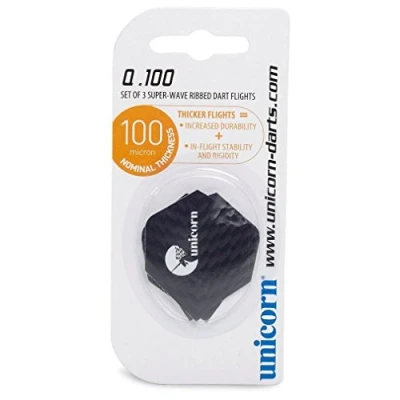 Image of Unicorn Dart Flights Textured Wave Black Design Standard Plus Shape Durable 100 Micron Polyester PET
