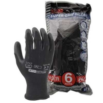 Image of Blackrock Super Grip Work Gloves, Black Nitrile Safety Gloves Men Women, Working Roofing Warehouse Thin DIY, Gardening Outdoor Size 11/XXL