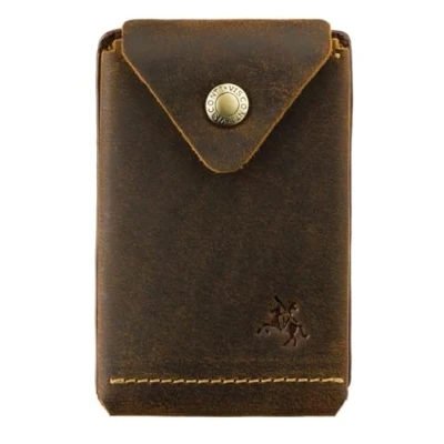 Image of Visconti Raw Collection Hiroto Leather Micro Card/Cash Wallet RW54 Oil Tan