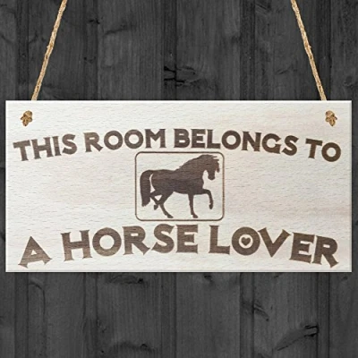 Image of RED OCEAN This Room Belongs To A Horse Lover Horses Bedroom Wooden Hanging Plaque Gift