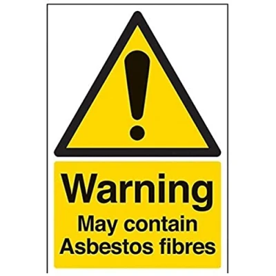 Image of V Safety 6B005AU S Warning Asbestos Fibres Sign Portrait 200mm x 300mm Self Adhesive Vinyl, Black/Yellow