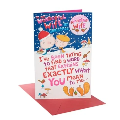 Image of Wife Christmas Card with Badge Cute for Wonderful Message