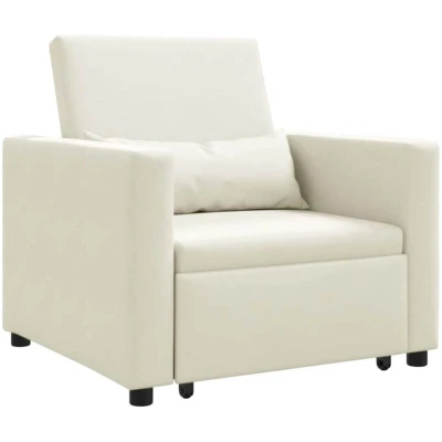 Image of vidaXL 3 in 1 Single Sofa Bed Convertible Cream Velvet