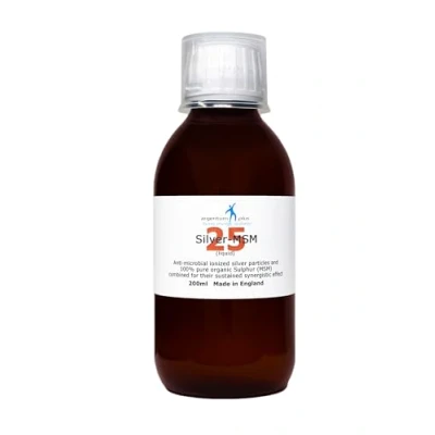 Image of Silver MSM 25 (Liquid) 200 ml in Amber Glass Bottle