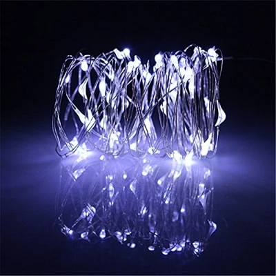 Image of BUYERTIME 5M/16.4ft 50 LEDs Fairy String Lights, Battery AA Operated Silver Wire Lights for Indoor Bedroom Wedding Christmas Party Decoration (Cold White)