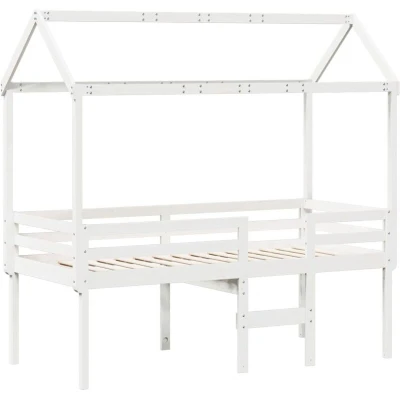 Image of vidaXL High Sleeper Bed without Mattress White 80x200 cm Solid Wood Pine