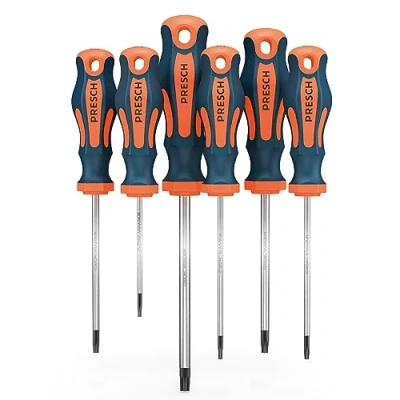 Image of Presch TX Screwdriver Set 6 Pieces Star Head/Magnetic Professional Tool T10 to T40 Screw Driver Kit