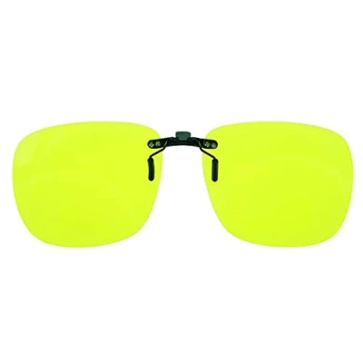 Image of Yellow Night Vision Polarized Sunglasses Anti Glare Clip on Flip Up Metal Unisex 100% UV Protection Driving Glasses for Men and Women