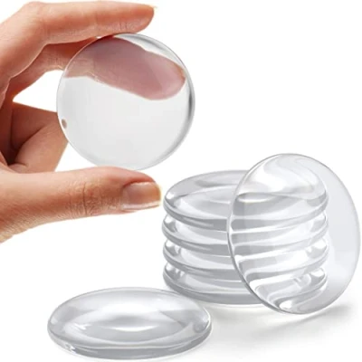 Image of Strongest Wall Door Handle Stopper 5 cm Set 6 Pieces of Clear Rubber Knob Round Shield Cushion Quiet Protector for Handle.Guard Bumper Silencer Self Adhesive