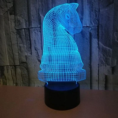 Image of 3D Chess Night Light Lamp 7 Color Change LED Touch USB Table Gift Kids Toys Decor Decorations Christmas Valentines Birthday