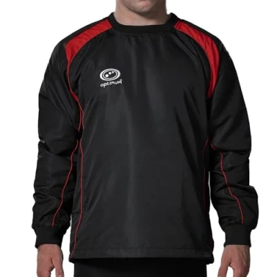 Image of Optimum Men’s Windbreaker Sports Contact Top Stay Cool and Comfortable During Rugby Football Trainings in All Weather Black/Red, XXXX Large