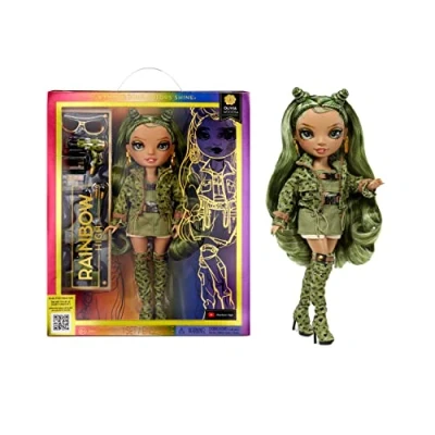 Image of Rainbow High Fashion Doll OLIVIA WOODS Camo Green Fashionable Outfit &amp; 10+ Colourful Play Accessories For Collectors and Kids Ages 4 12 Years