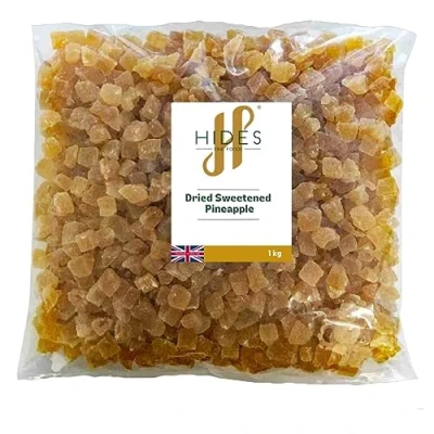 Image of Hides Fine Foods Dried Sweetened Diced Pineapple 1kg Suitable for Vegetarians GMO Free Baking Granola Breakfast Snacking Desserts Curries