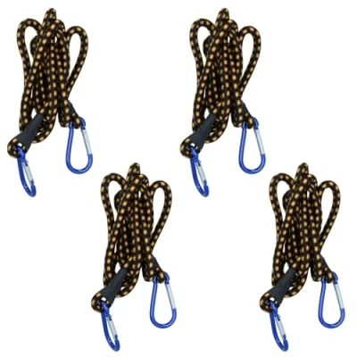 Image of Garden Mile Bungee Cord 4 x 72 Inch Heavy Duty with Strong Quick Release Carabiner Hook Elastic Rope Strap Black and Yellow Aluminium Maximum Strength (4, 72&quot;)