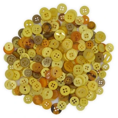 Image of celloexpress Tiny Honey Yellow Mixed Small Sizes of Various Buttons for Sewing and Crafting Pack 50g