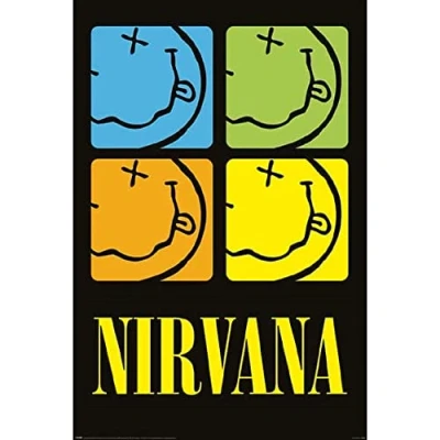 Image of Pyramid Poster Nirvana Smiley Squares, Multicoloured, 24 x 36 Inches