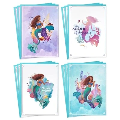 Image of Hallmark Mahogany Disney Princess Valentine&#039;s Day Cards, The Little Mermaid (12 Blank Cards with Envelopes) for Birthdays, Back to School, Any Occasion