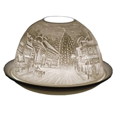 Image of Porcelain Tealight Holder Dome, Carol Singers Design, a Stunning Cello Christmas Candle Projecting 3D Image. Use With Scented and Unscented Tealights. Ornament.…