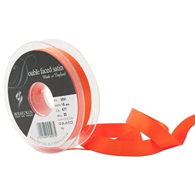 Image of Berisfords Double FACE Poly Satin Ribbon, Flame, 15 mm