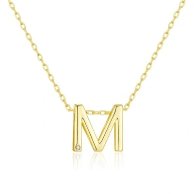 Image of Philip Jones Gold Plated Initial Necklace Letter M Created with Zircondia® Crystals