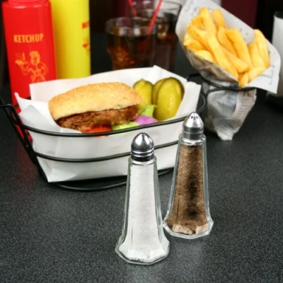 Image of Tablecraft Lighthouse Salt Shaker 1oz Pot, Dispenser, Glass Pot Condiment Dispenser from