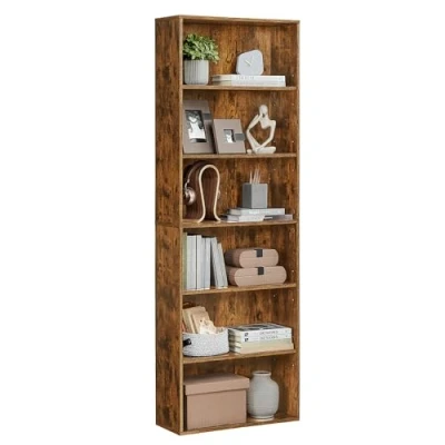 Image of VASAGLE Bookcase, Bookshelf with 6 Shelves, for Living Room, Study, Office, Bedroom, Industrial Style, 24 x 60 178.5 cm, Rustic Brown LBC169K01