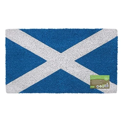 Image of JVL Eco Friendly Latex Backed Coir Door Mat, Scottish Flag, Natural, 40 x 70 cm Approx., 02 879