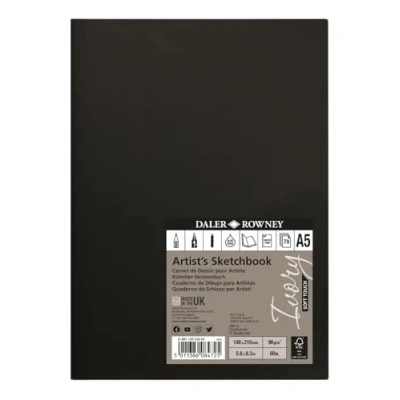 Image of Daler Rowney Ivory Sketchbook, Soft Touch Softbound, 90gsm, A5 Portrait, Natural White, 78 Sheets, Ideal for Professionals