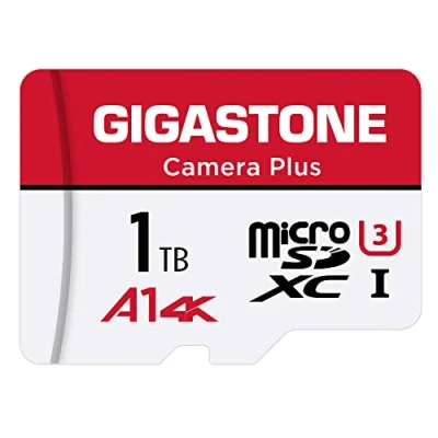 Image of GIGASTONE 1TB Micro SD Card, Camera Plus, Up to 150/120 MB/s, MicroSDXC Memory Card for DJI, Gopro, Insta360, Dashcam, 4K Video UHS I A1 V30 U3 C10 with Adapter