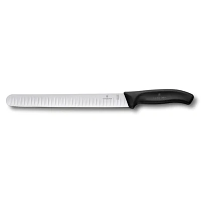 Image of Victorinox Swiss Classic, Slicing Knife, Extra Sharp Blade, Fluted Edge, 25 cm, Stainless Steel, Black