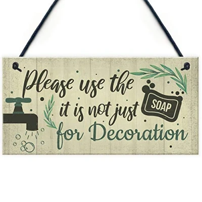 Image of RED OCEAN Bathroom Sign Shabby Chic Funny Toilet Sink Loo Hanging Wall Door Plaque Gift