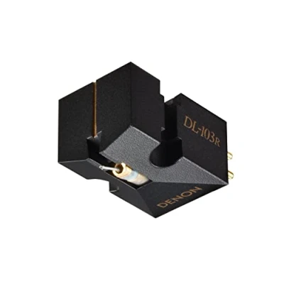 Image of Denon DL 103R Moving Coil Turntable Cartridge, Including Record Player Needle / Stylus for Vinyl Player, 20Hz 45,000Hz, 14 Ohms, 0.25mV Output Black
