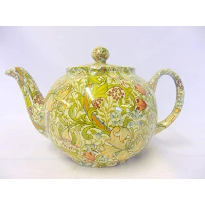 Image of 2 Cup teapot in William Morris Golden Lilly Design by Heron Cross Pottery.