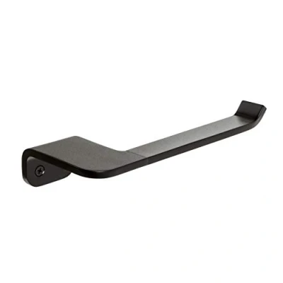 Image of TATAY Roll holder without lid from the Onyx Collection, in matt black anodised aluminium. Double fixing system, screws and Glue &amp; Fix drilling.