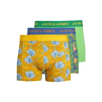 Image of JACK &amp; JONES Men&#039;s Jachawaii Trunks 3 Pack Sn Boxer Shorts, Palace Blue/Pack:High Visibility Irish Green, XL