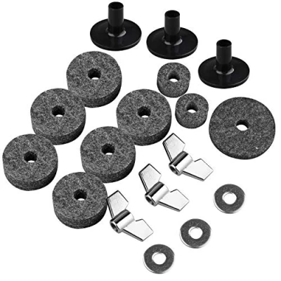 Image of Futheda 18 Pieces Cymbal Replacement Musical Instruments Accessory Includes 3 Sleeves with Base &amp; 6 Felts 2 Hi hat Clutch Felt 1 Cup Wing Nuts Washers Drum Kit