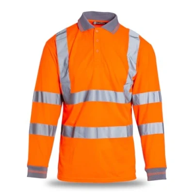 Image of Blackrock Hi Vis Orange Long Sleeve Polo Shirt, Men&#039;s &amp; Women&#039;s Lightweight Breathable, Reflective High Visibility Safety Wear, Fully EN Certified 4XL