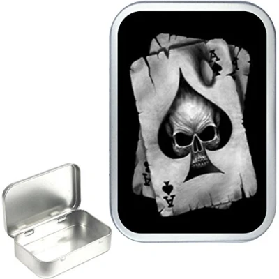 Image of TEEZ Ace of Spades 50ml Silver Hinged Tobacco Tin, 1oz Tin