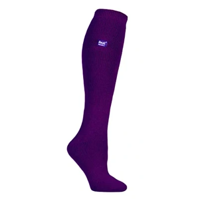 Image of HEAT HOLDERS Lite Ladies Thin Extra Long Knee High 1.6 TOG Patterned Winter Warm Thermal Socks (4 8 UK, Purple)