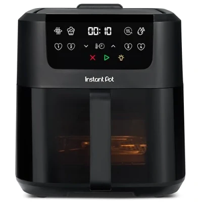 Image of Instant Pot Vortex Compact Black Air Fryer 5L Basket, Family Size, 4 in 1 Fry, Food Dehydrate, Bake, Reheat, Non Stick, Easy Clean, Dishwasher Safe, Electric