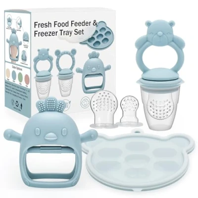 Image of CLDY Baby Fruit Food Feeder Breastmilk Popsicle Freezer Molds Storage Containers, Trays for Toddler Teething &amp; Infant Self Feeding