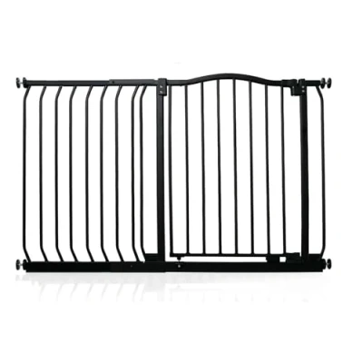 Image of Safetots Curved Top Safety Gate, 116cm 125cm, Matt Black, Pressure Fit Stair Baby Gate for Doors Hallways and Spaces, Barrier, Easy Installation
